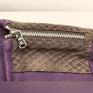 VTG Lauren Ralph Lauren Purple Top with Brown Leather Shoulder Detail Small